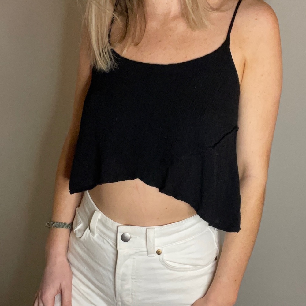 UO Black layered crop top